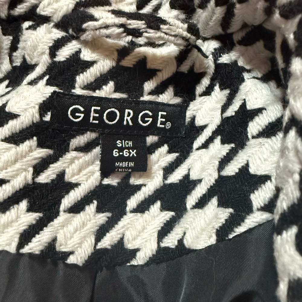 George Black and White Houndstooth Pea Coat - Picture 3 of 3
